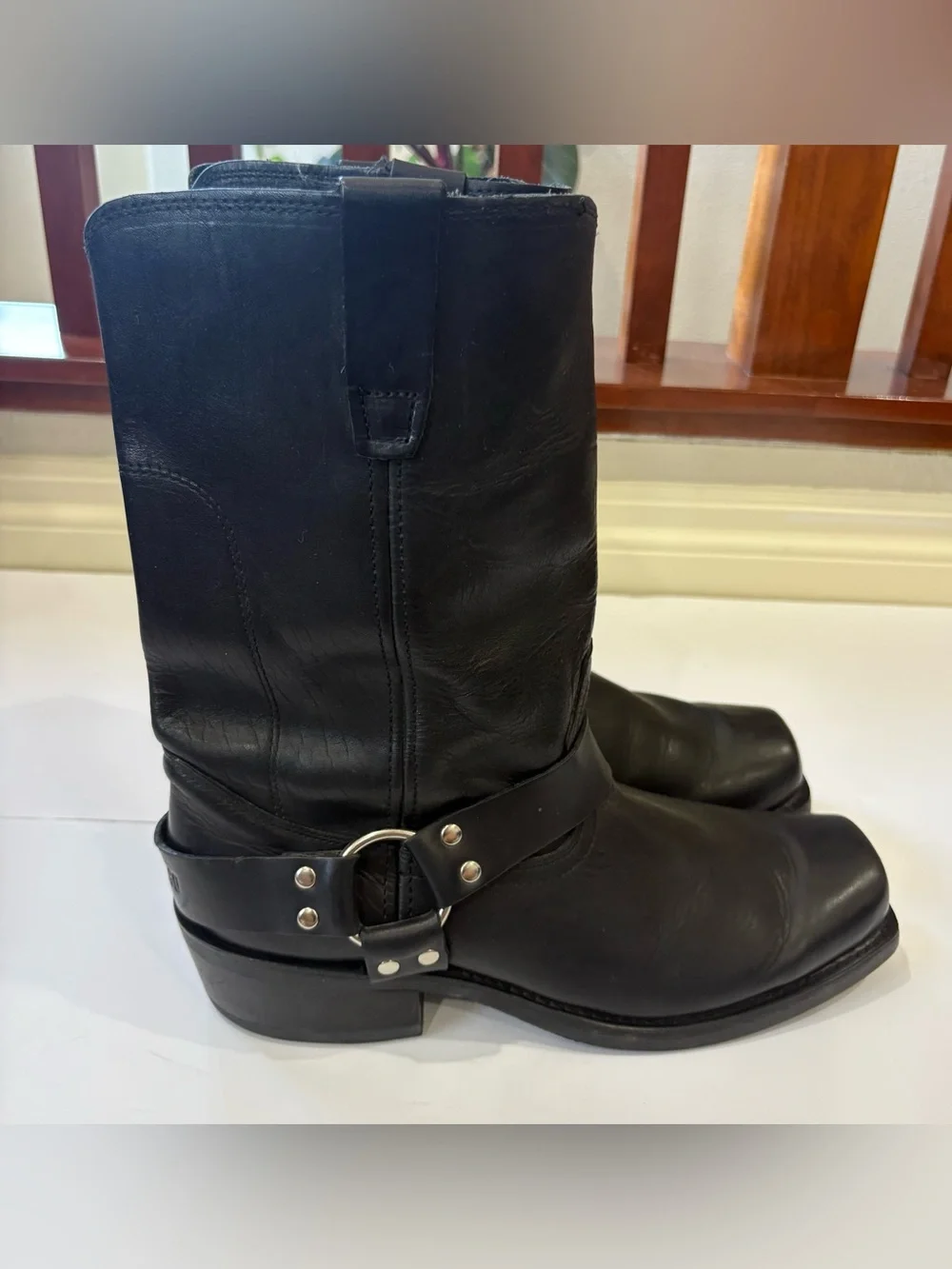 Durango Men’s 11 EE Black Leather Harness Motorcycle Western Boots Square Toe